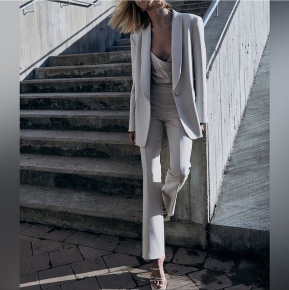 Zara * Satin Effect Blazer Gray size S New - Picture 3 of 12